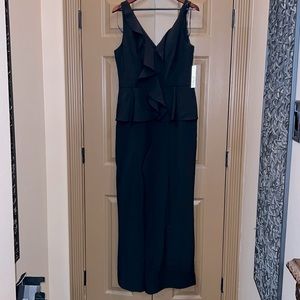 Eliza J Black Sleeveless Wide Leg Jumpsuit with Ruffle - Size 14 - New